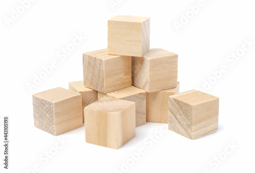 wooden geometric cube block  isolated