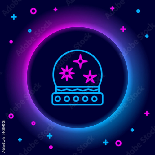 Glowing neon line Magic ball icon isolated on black background. Crystal ball. Colorful outline concept. Vector