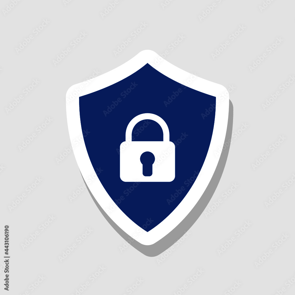 Security shield icon isolated on gray background Security shield icon isolated on gray background