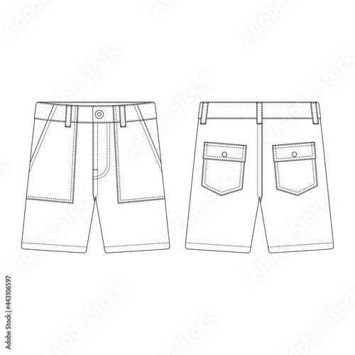Template fatigue shorts vector illustration flat design outline clothing
