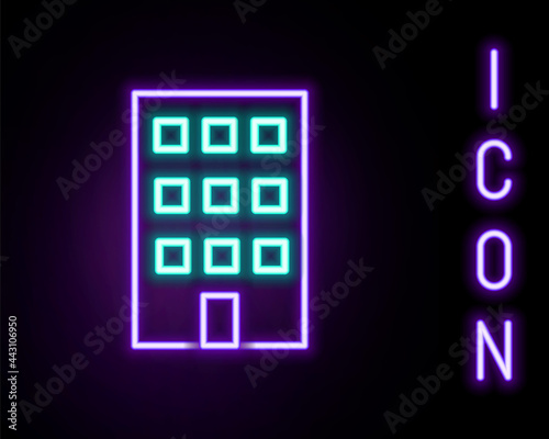 Glowing neon line House icon isolated on black background. Home symbol. Colorful outline concept. Vector