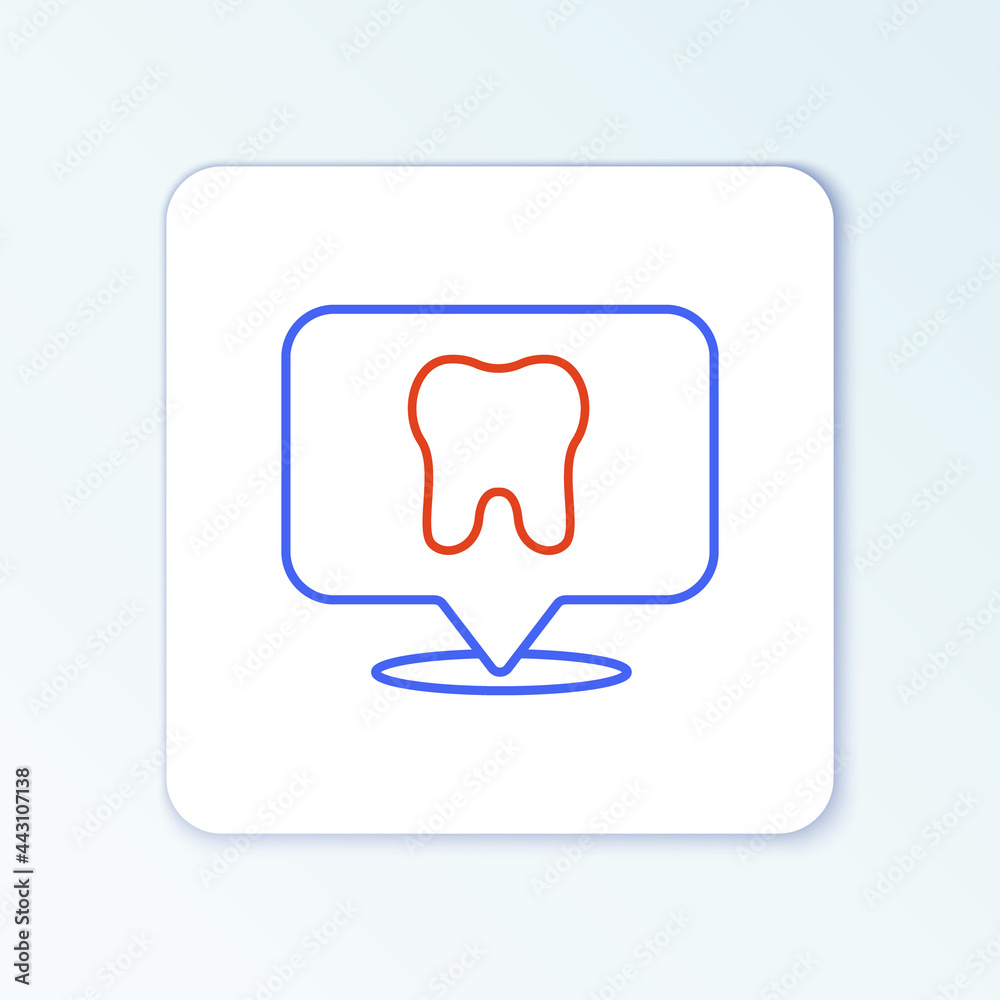 Line Dental clinic location icon isolated on white background. Colorful outline concept. Vector Line Dental clinic location icon isolated on white background. Colorful outline concept. Vector