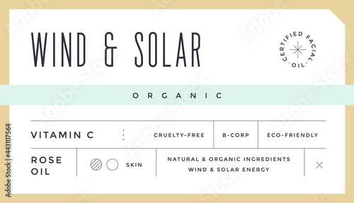 Minimal Label. Typographic modern vintage label, tag, sticker for natural brand, beauty packing. Retro design minimal label, tag of organic cosmetics, old school style, typography. Vector Illustration