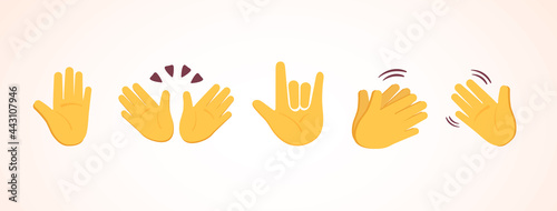 Vector emoji collection with different hands for social media isolated on white background. Modern emoticons