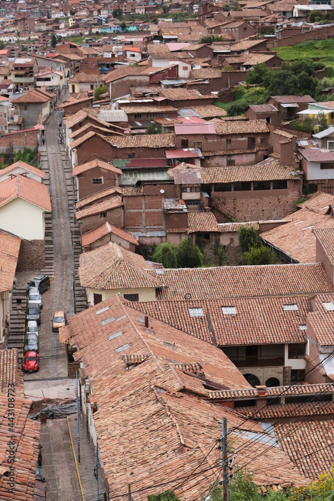 Naklejka premium Calles y arquitectura del centro histórico en Cusco, Perú. 