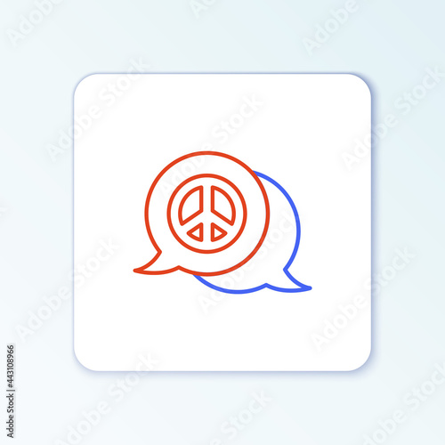Line Peace icon isolated on white background. Hippie symbol of peace. Colorful outline concept. Vector