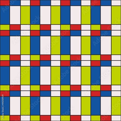 Art rectangles. Vector red, yellow, blue nad white rectangles make simple pattern.