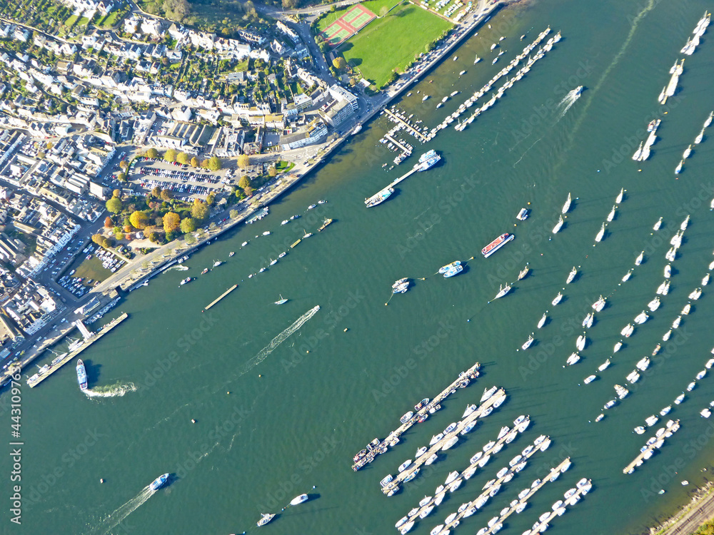 Aerial view of the River Dart at Dartmouth, Devon