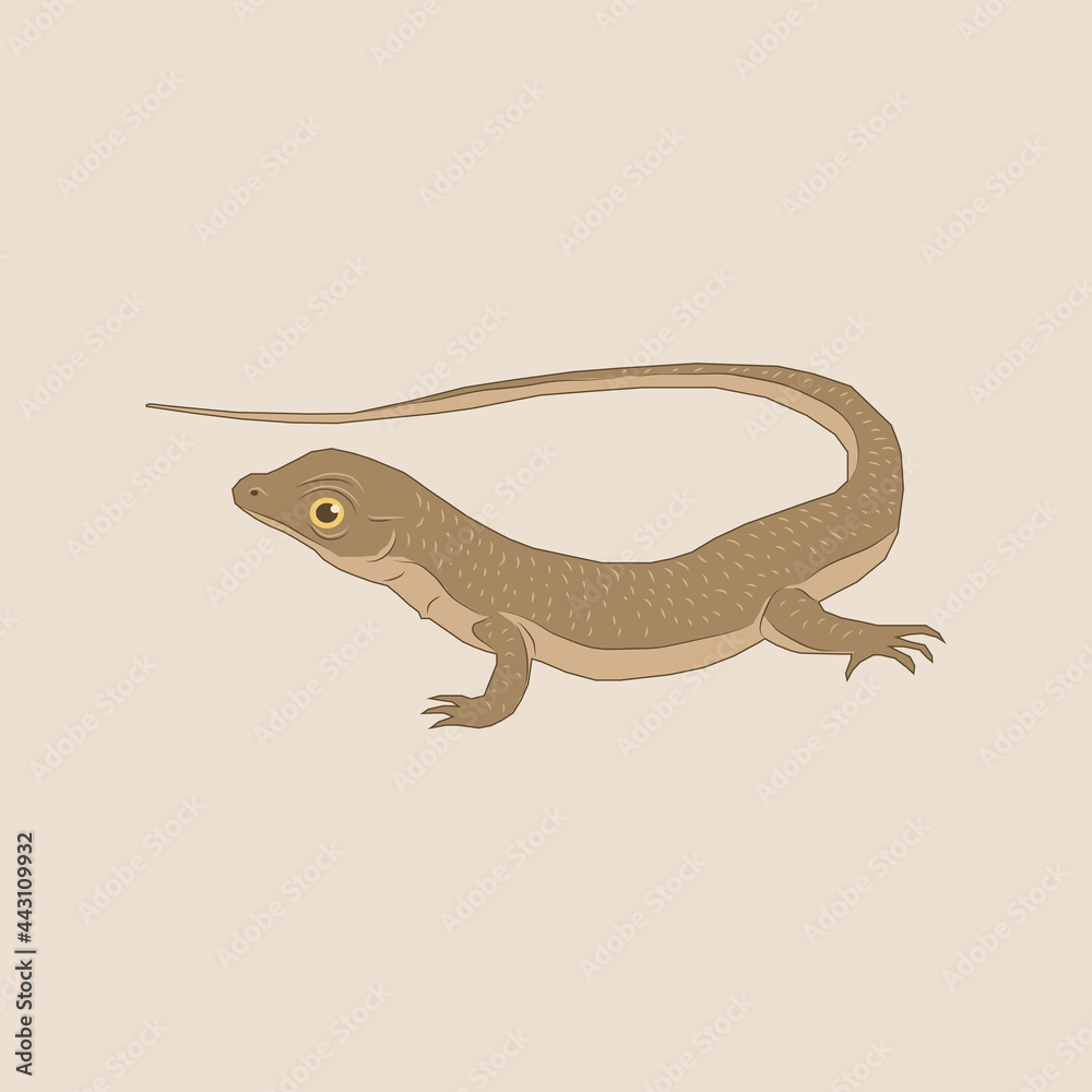 Fototapeta premium Illustration of a brown lizard with a long tail, World Lizard Day