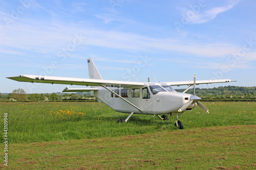   Ultralight airplane on a grass strip