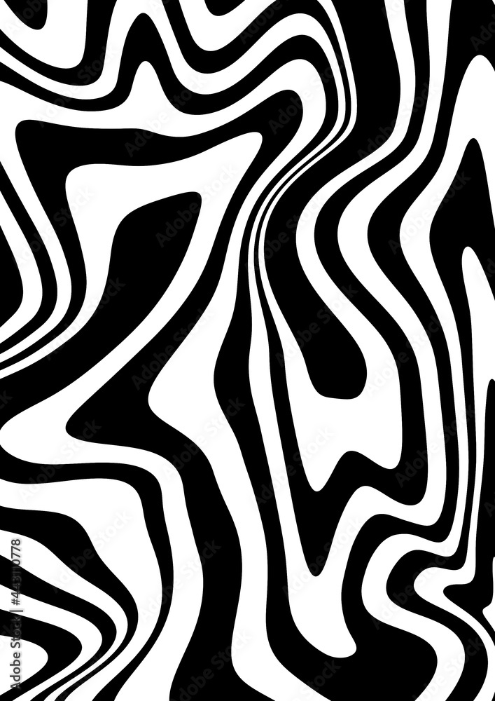 Obraz premium Full seamless curved spiral zebra stripes animal skin pattern. Black and white design for textile fabric printing
