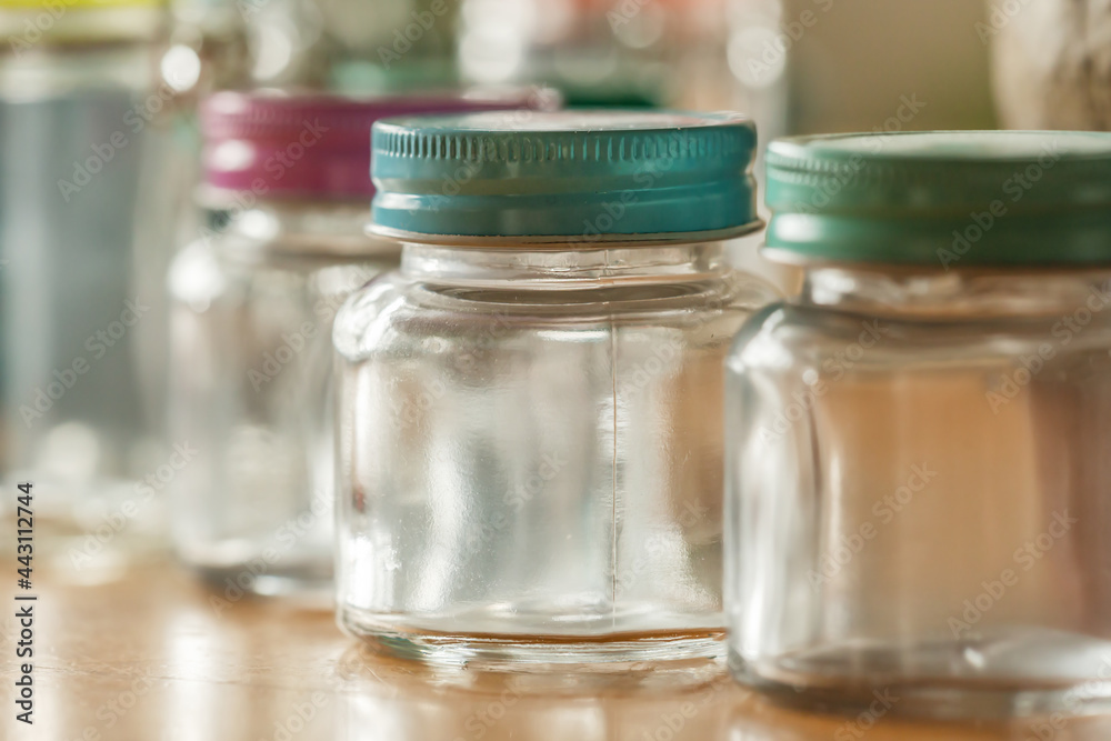 Close-up of empty preserving jars Close-up of empty preserving jars