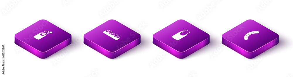 Set Isometric Nail manicure, False nails, and file icon. Vector