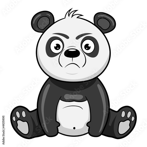 Fototapeta Naklejka Na Ścianę i Meble -  Little angry panda. Vector illustration in cartoon style. Sticker.