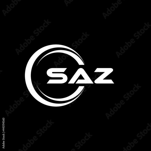 SAZ letter logo design with black background in illustrator, vector logo modern alphabet font overlap style. calligraphy designs for logo, Poster, Invitation, etc.