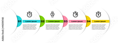 Set line Stopwatch, Wrist, and . Business infographic template. Vector