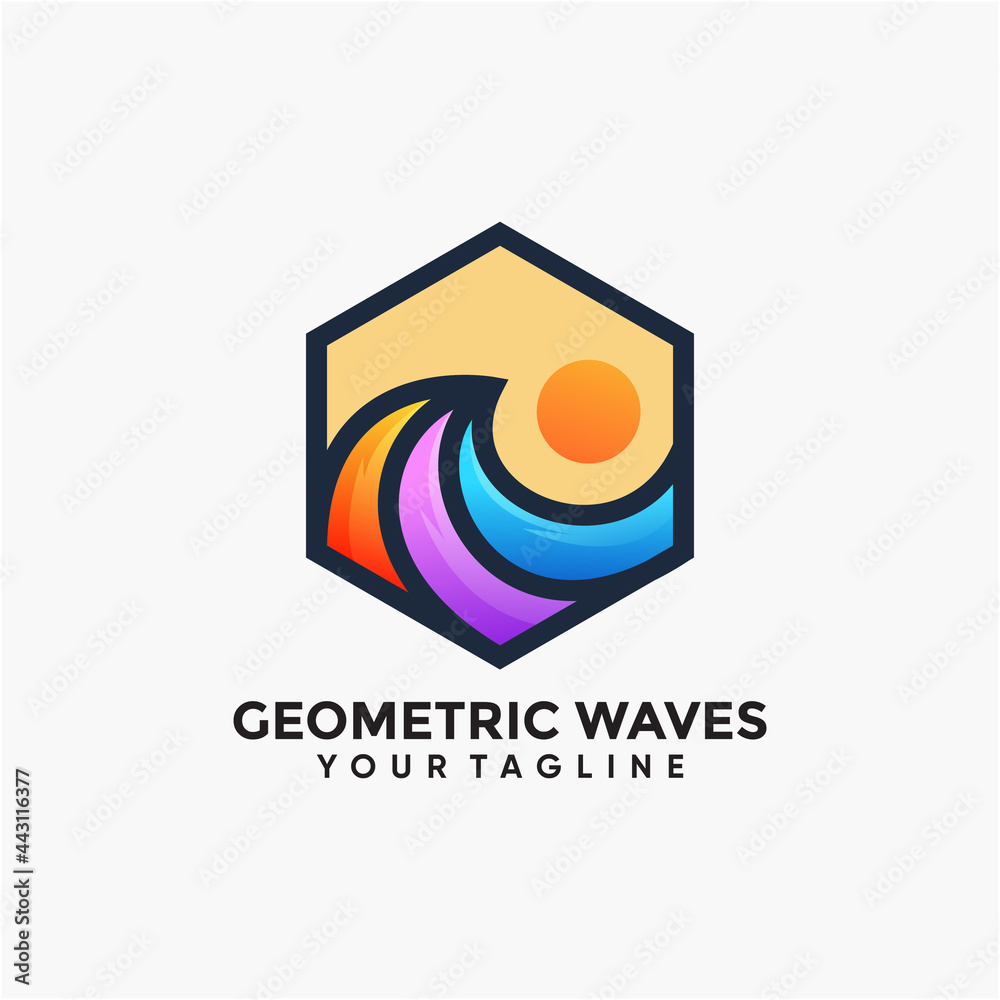 Waves geometric logo simple and colorful is perfect for your business symbol Waves geometric logo simple and colorful is perfect for your business symbol
