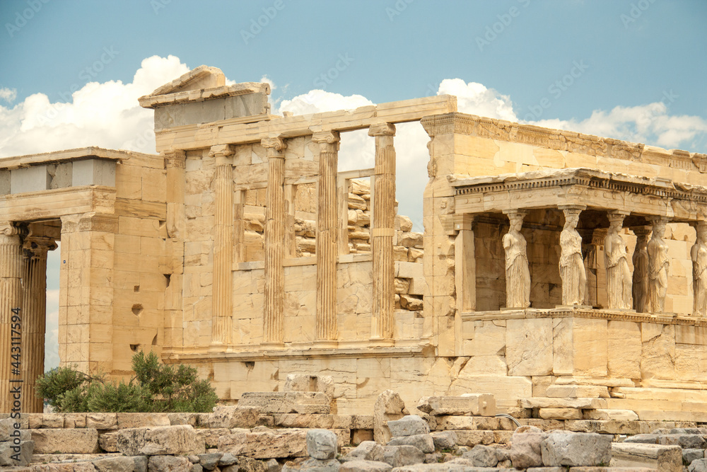 Temple of Erechteion with the Caryatids statues at Acropolis, Greece