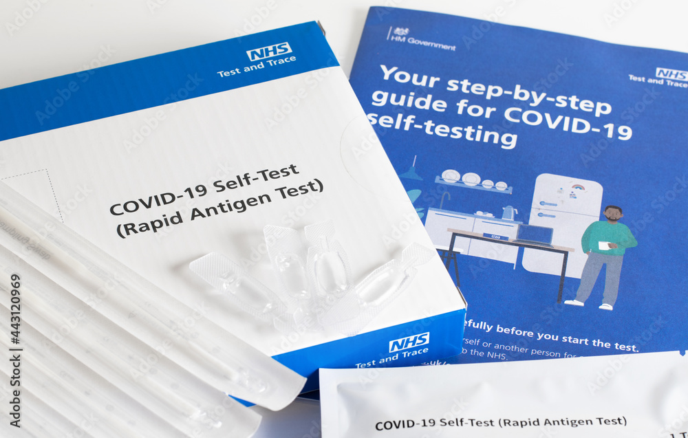 Covid19 Antigen test kit and instructions. NHS self testing kit for coronavirus London / UK