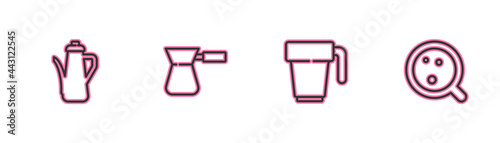 Set line Teapot, Coffee cup, turk and icon. Vector
