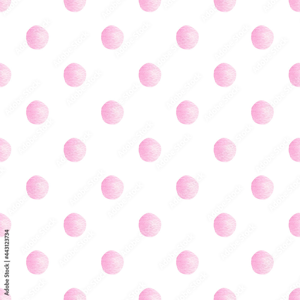 Watercolor pink candy drops seamless pattern. Hand painted digital paper.