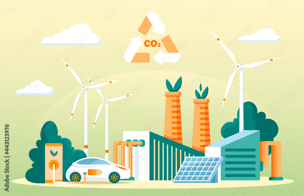 Recycling carbon dioxide vector concept