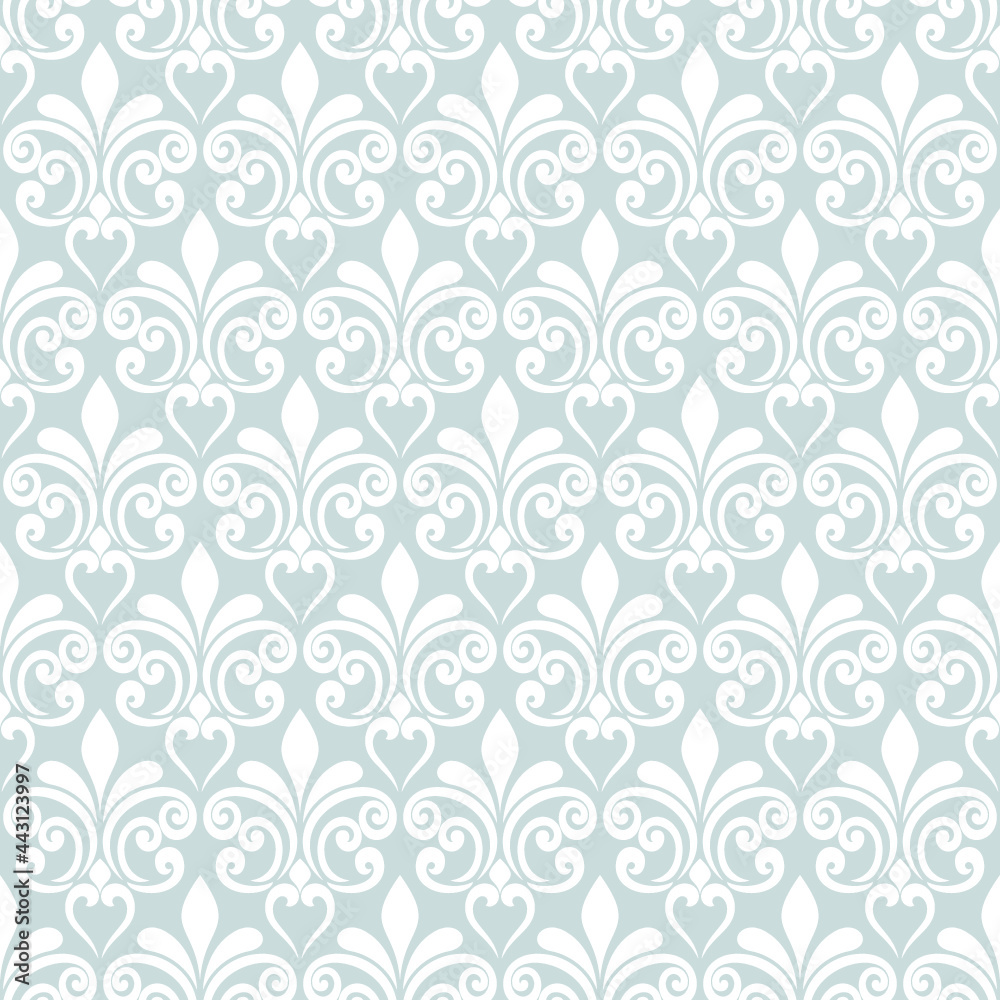 Fototapeta premium Abstract floral baroque damask pattern. element seamless gray and white ornament for wallpapers, textile, wrapping. exquisite vector background.