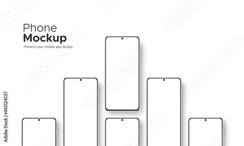 Smartphones Screens Mockups Isolated on White Background. Template for Showing Apps Design. Vector Illustration
