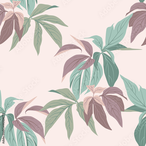 Abstract seamless pattern with leaves. illustration file. © Lidiya