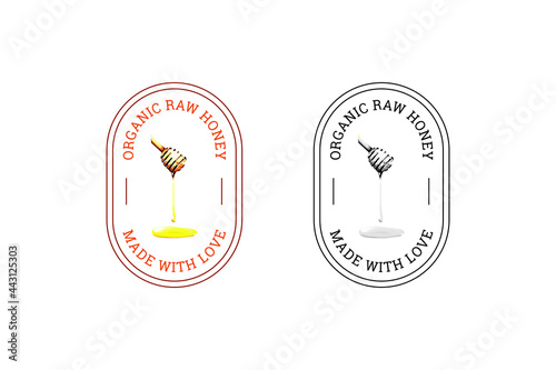 Organic raw Honey stamp logo, Minimalist Logo honey stamp logo