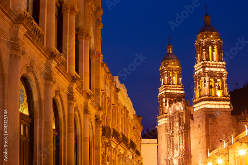 Night time view of the historic colonial center of Zacatecas City, Zacatecas, Mexico. photo