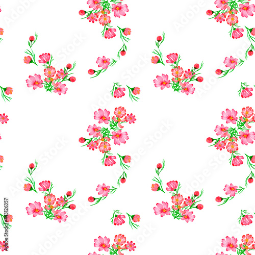 Wallpaper Mural Watercolor seamless paper Simple wildflowers.Watercolor floral seamless pattern .White flower ornament. Torontodigital.ca