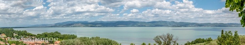 Stunning panoramic view of Lake Trasimeno, from Castiglione del Lago, Umbria, Italy