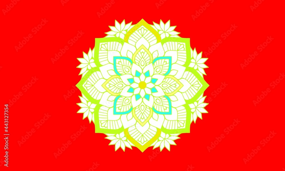 Fototapeta premium flower mandala coloring book on red background 