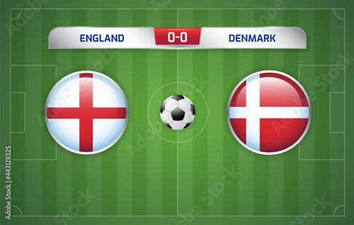 England vs Denmark scoreboard broadcast template for sport soccer and football tournament championship 2020 Round Semi-finals