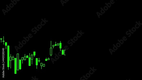 Green stockcharts of price information action on professional trader monitor screen. photo