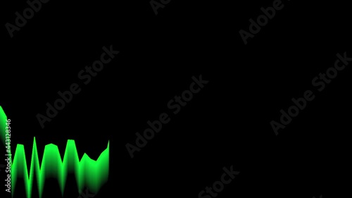 Green diagramm of price information action on professional trader monitor screen.