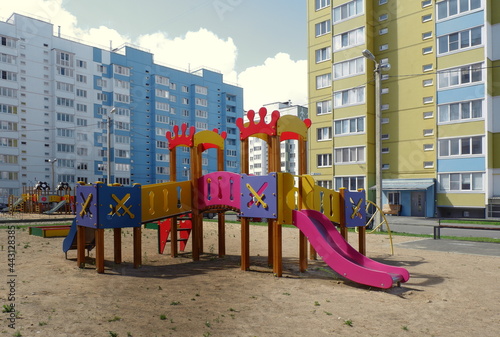 children's playground in the courtyard of a new building