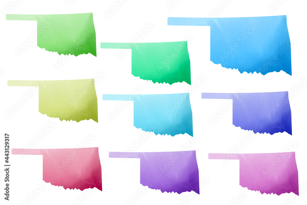 Political divisions of the US. Watercolor patriotic clip art. State Oklahoma Political divisions of the US. Watercolor patriotic clip art. State Oklahoma