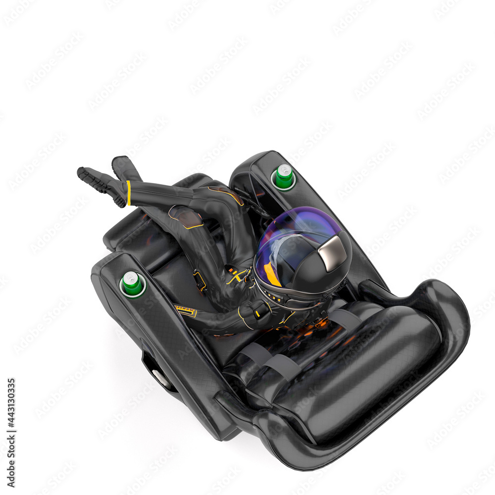 alien astronaut is relaxing on the big chair top view alien astronaut is relaxing on the big chair top view