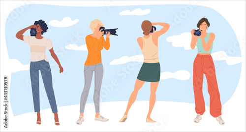 cartoon characters taking photo