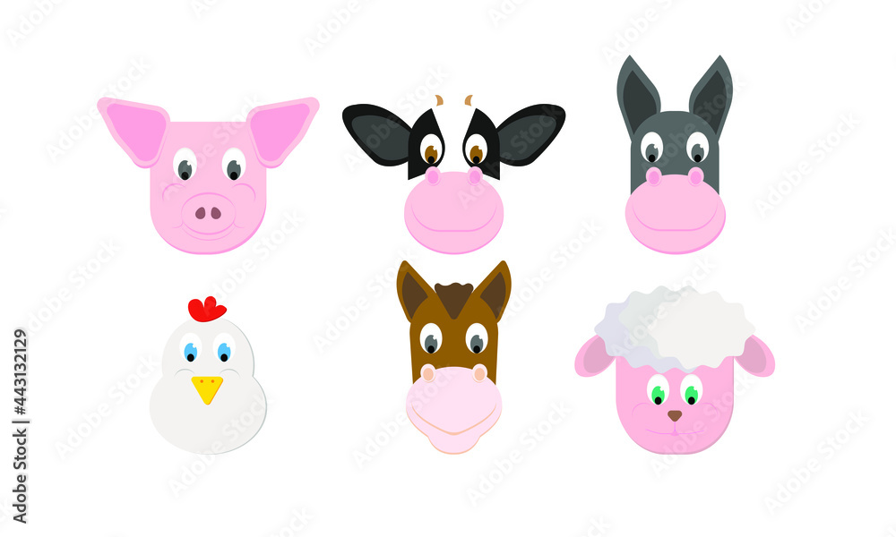 Set of Animal faces Set of Animal faces