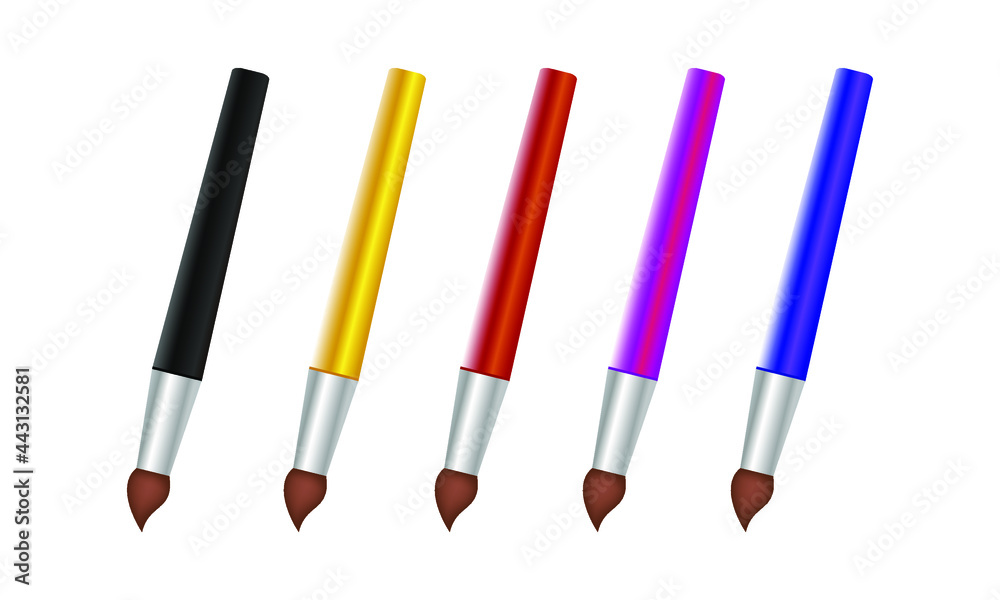 Paintbrush set vector realistic isolated on white background Paintbrush set vector realistic isolated on white background