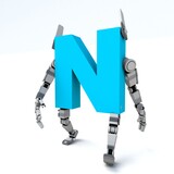 3D illustration of  letter N robot 