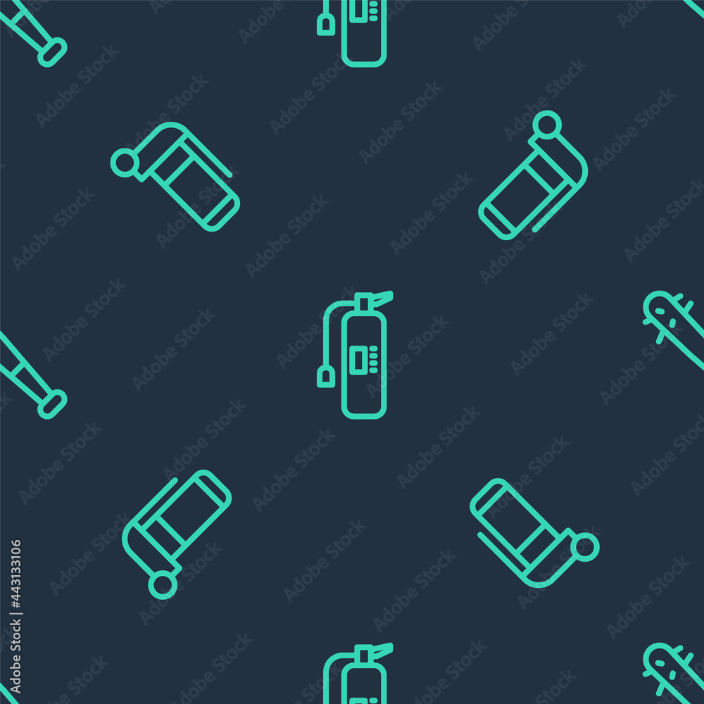 Set line Fire extinguisher, Hand grenade and Baseball bat with nails on seamless pattern. Vector Set line Fire extinguisher, Hand grenade and Baseball bat with nails on seamless pattern. Vector