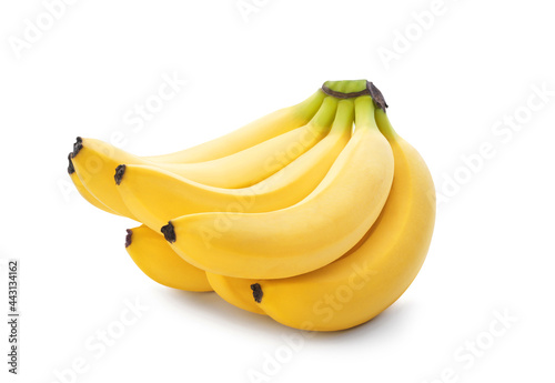 Bunch of bananas isolated on white background. Ripe bananas Clipping Path. Quality macro photo for your project.