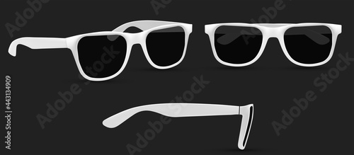 Sunglasses vector, Sunglasses silhouette. Polarized geek glasses, hipster sun lens ocular. Realistic look. Vector illustration. photo
