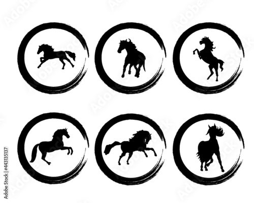 set of icons, horses