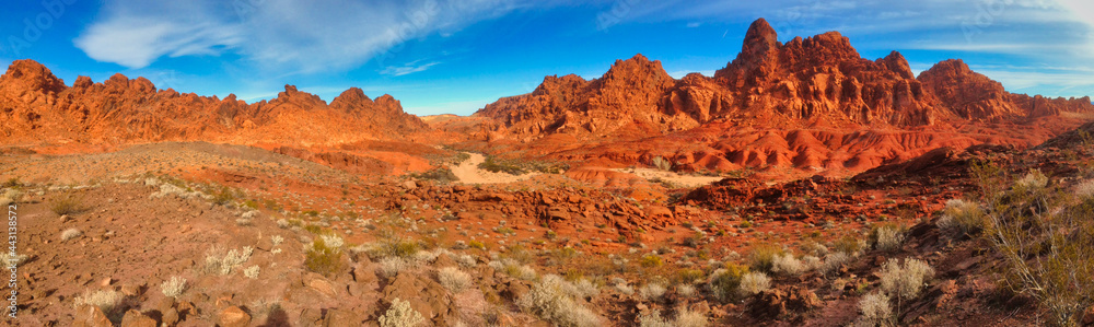Red rock formations in Valley of Fire State Park, Nevada, USA, close to Las Vegas.
