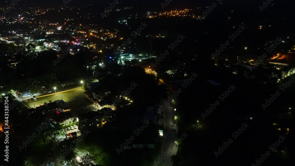 Jarabacoa at night, aerial view, Dominican Republic, hyperlapse Jarabacoa at night, aerial view, Dominican Republic, hyperlapse